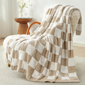 Snuggle Sac checkered oversized throw blanket adds cozy style to your living room.