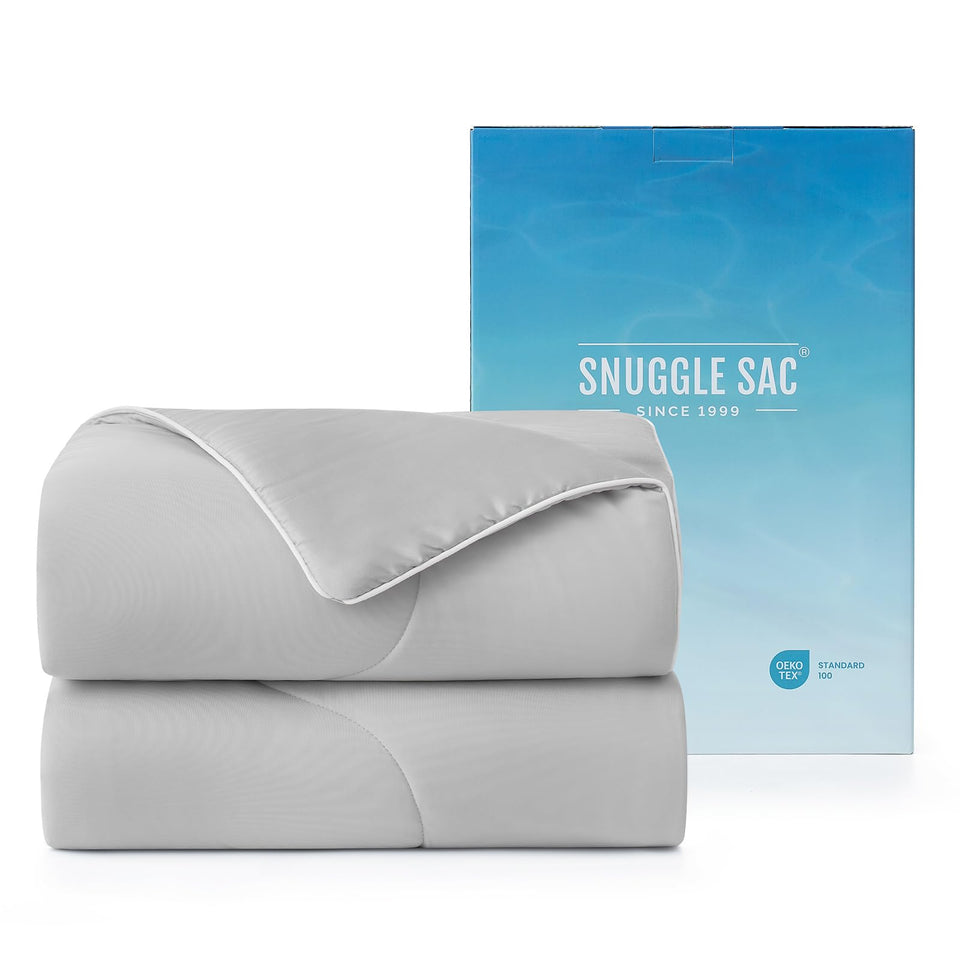 Snuggle Sac cooling comforter close-up showing breathable fabric for hotter nights