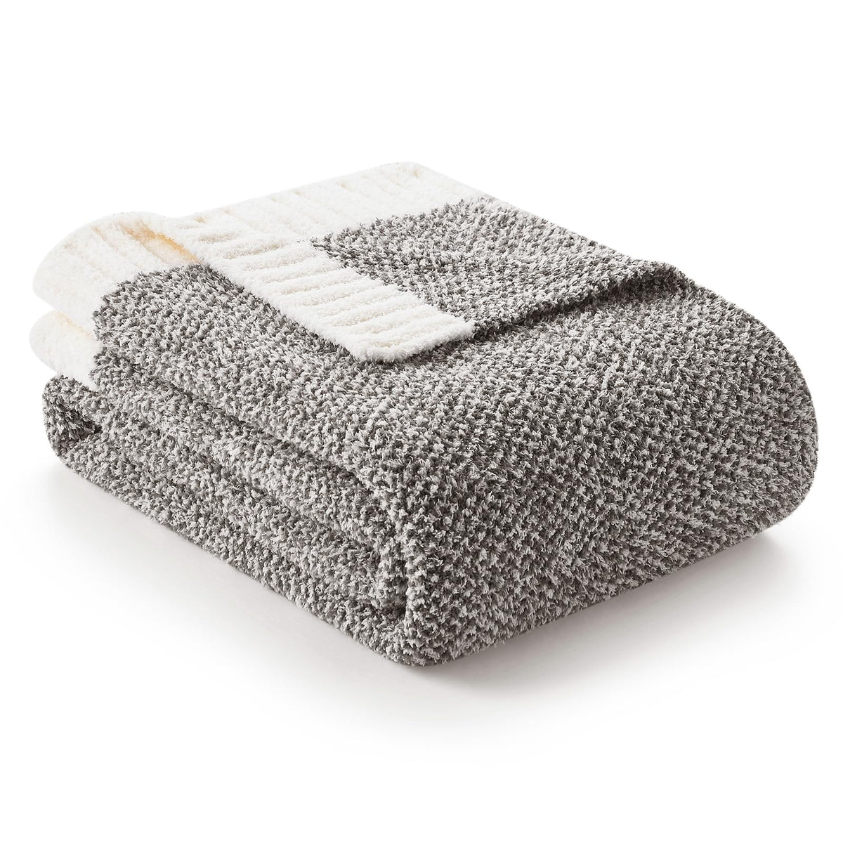 Snuggle Sac grey throw blanket close-up shows ultra-soft microfiber texture for cozy snuggling.