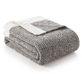 Snuggle Sac grey throw blanket close-up shows ultra-soft microfiber texture for cozy snuggling.