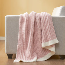 Close-up of Snuggle Sac ribbed knit shows ultra-soft microfiber texture.