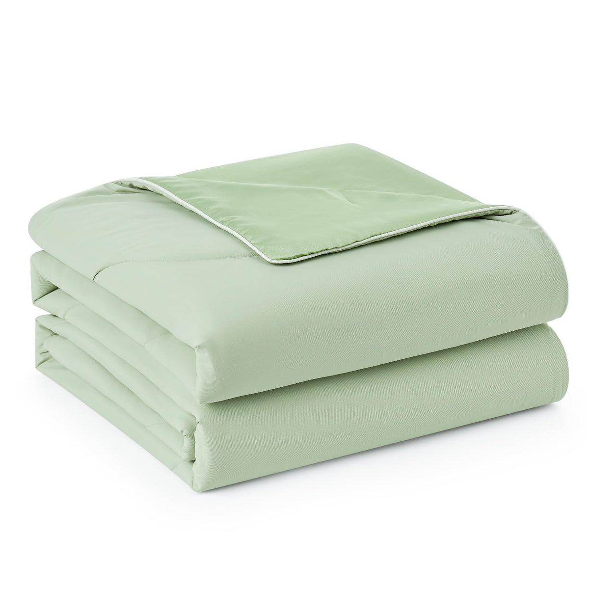 Snuggle Sac sage-green drape on bed shows airy silhouette