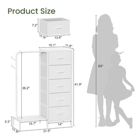Snughome five-drawer dresser keeps folded clothes neatly organized.