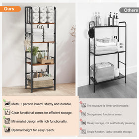 Snughome towel rack offers easy access to towels and essentials across four levels.