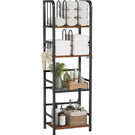 Snughome towel rack with free-standing design and 4-tier M-shaped dividers for organized towels.