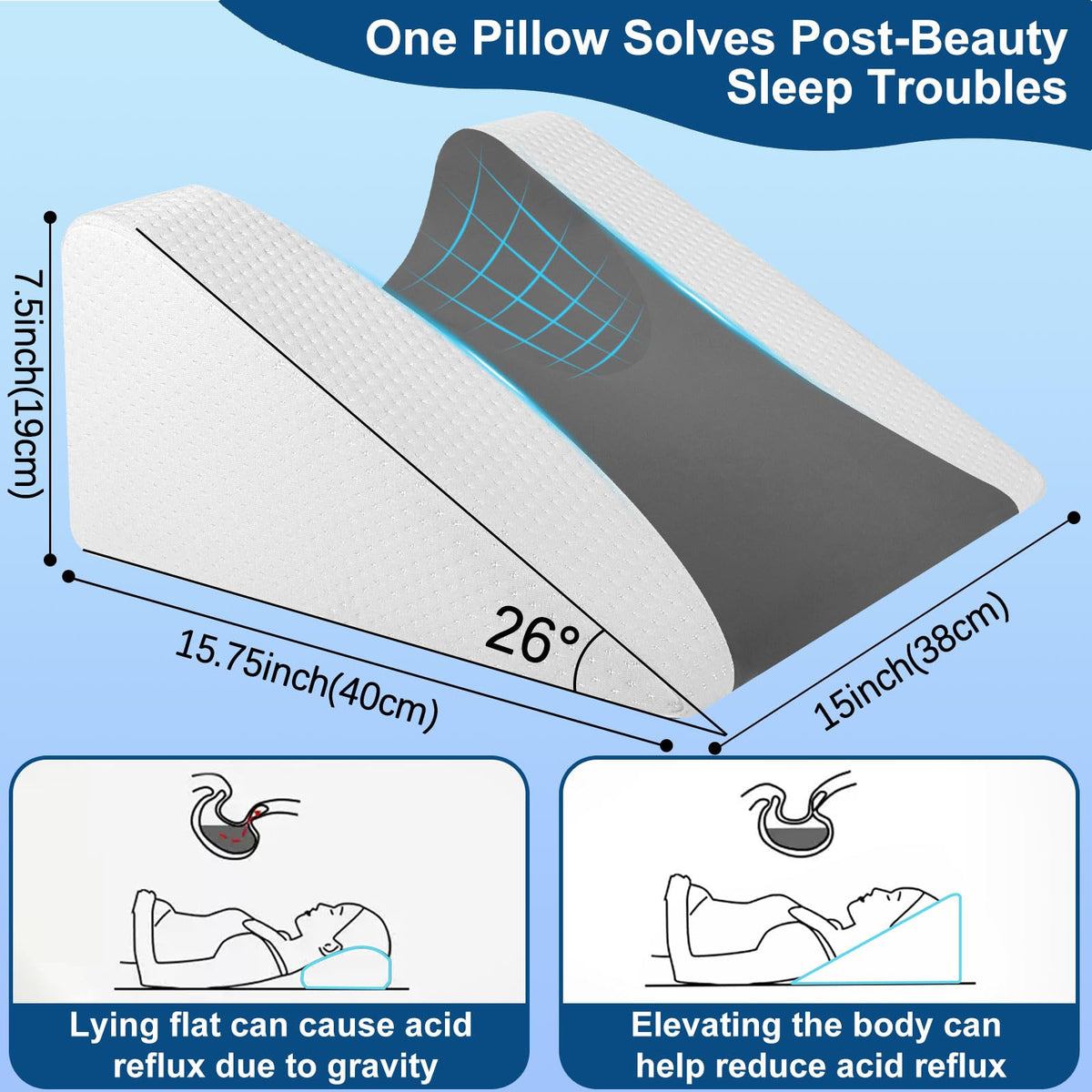 SnugSafe back-sleep pillow side profile showing ergonomic neck support