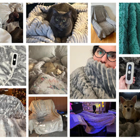 SNUGSUN slate grey fabric on a cozy throw blanket