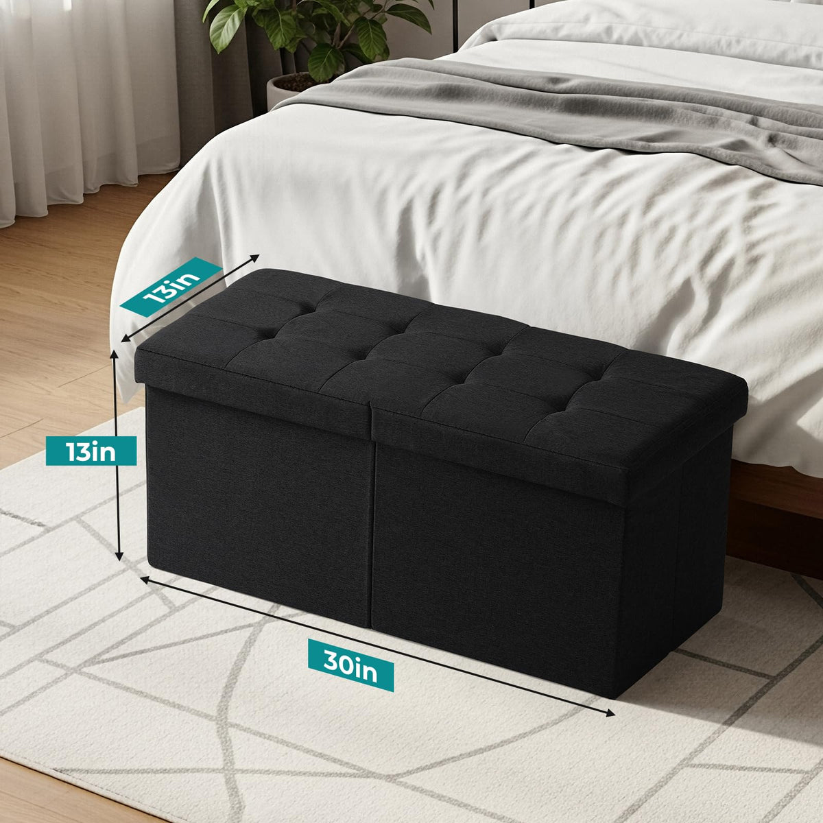 Snuvid ottoman split-top lid design allowing convenient access while seated