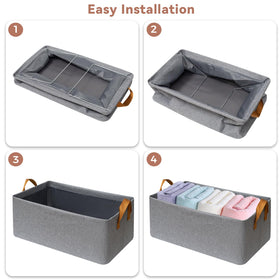 SNWDN 6 Pack Closet Bins gray folded-flat for space-saving design