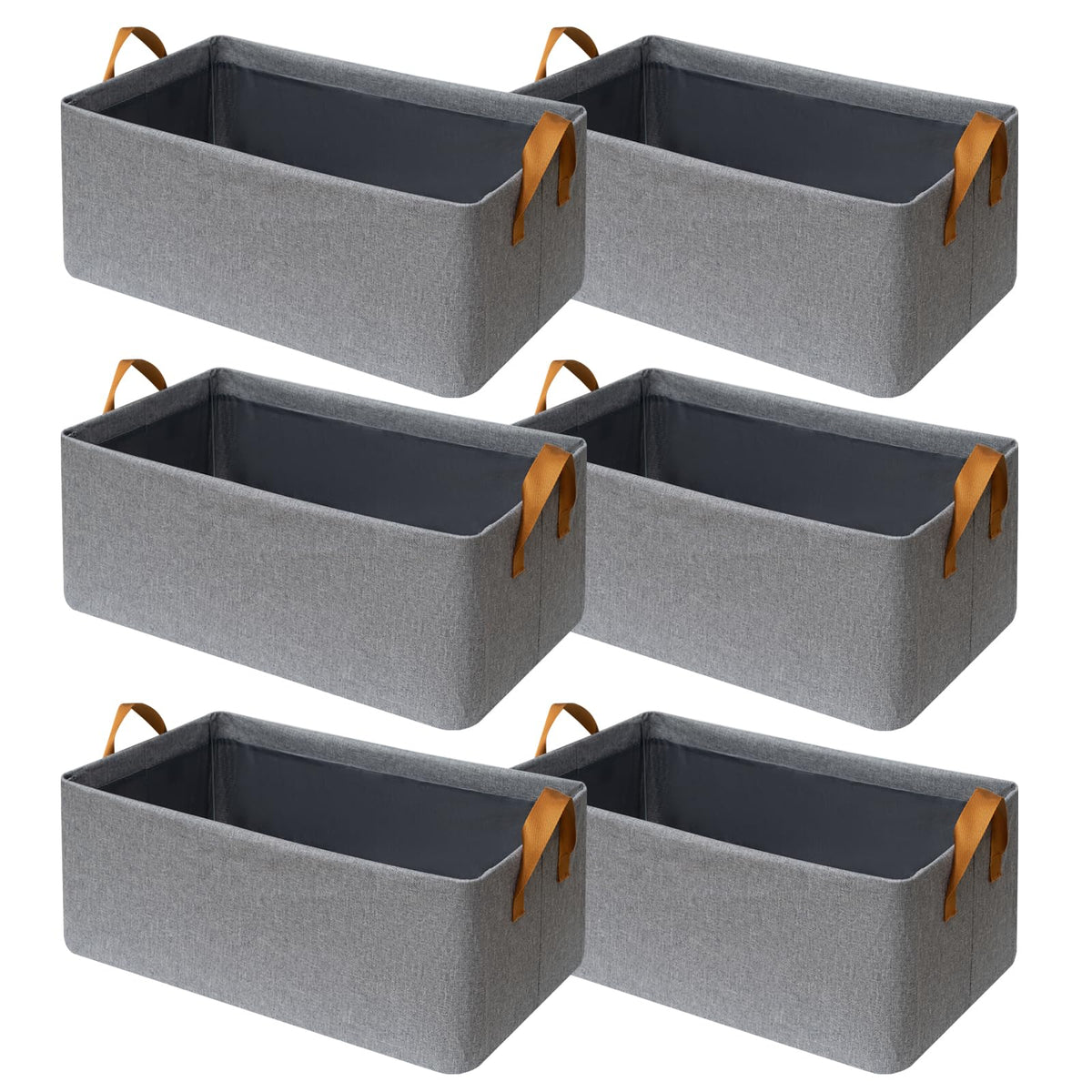 SNWDN 6 Pack Closet Bins gray front view for easy shelf organization