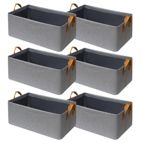 SNWDN 6 Pack Closet Bins gray front view for easy shelf organization