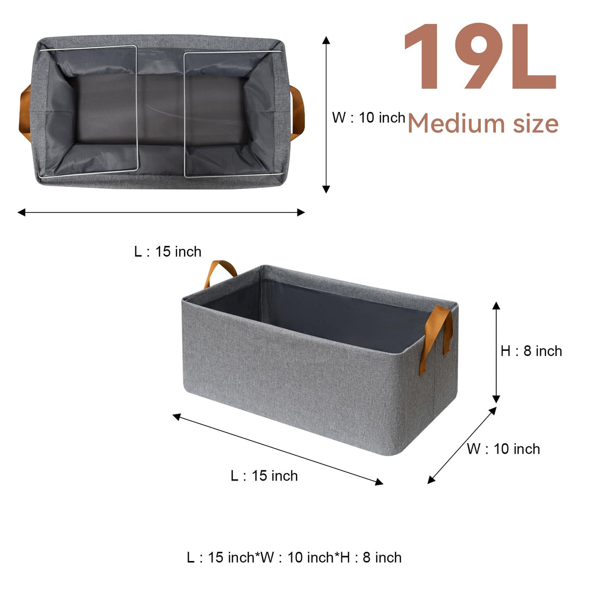 SNWDN 6 Pack Closet Bins gray side-handle showing convenient pull-out storage
