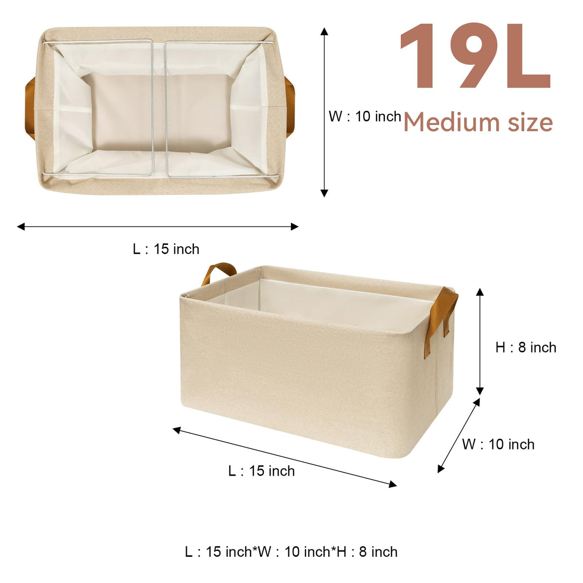 SNWDN closet bin with two handles for easy pull-out from shelves.