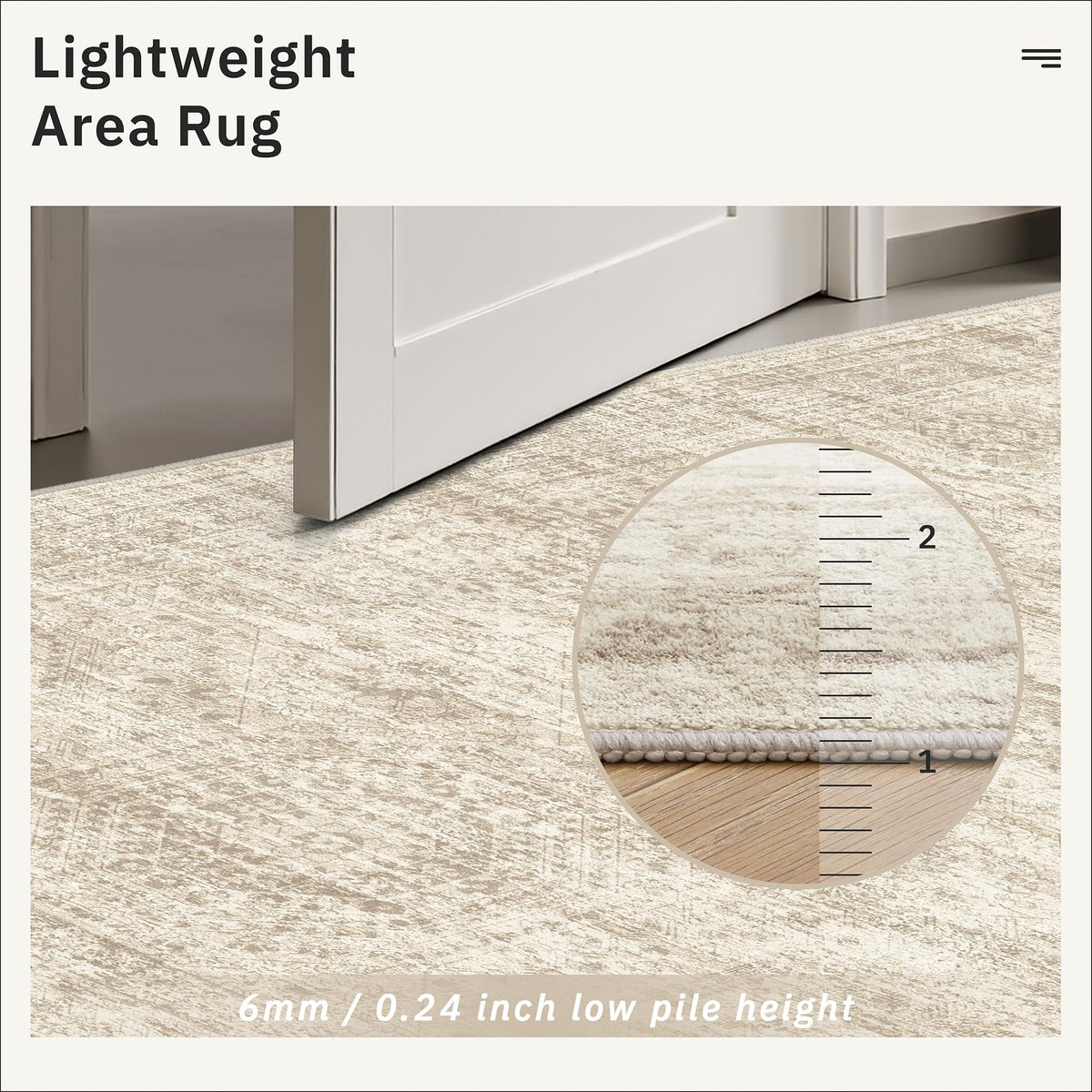Soalmost 3x5 rug suited for dining room with practical appeal.