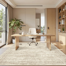 Soalmost rug with non-slip backing stays put on busy floors