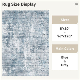Soalmost Abstract Rug 8x10 in blue tones defines the dining area and softens noise.