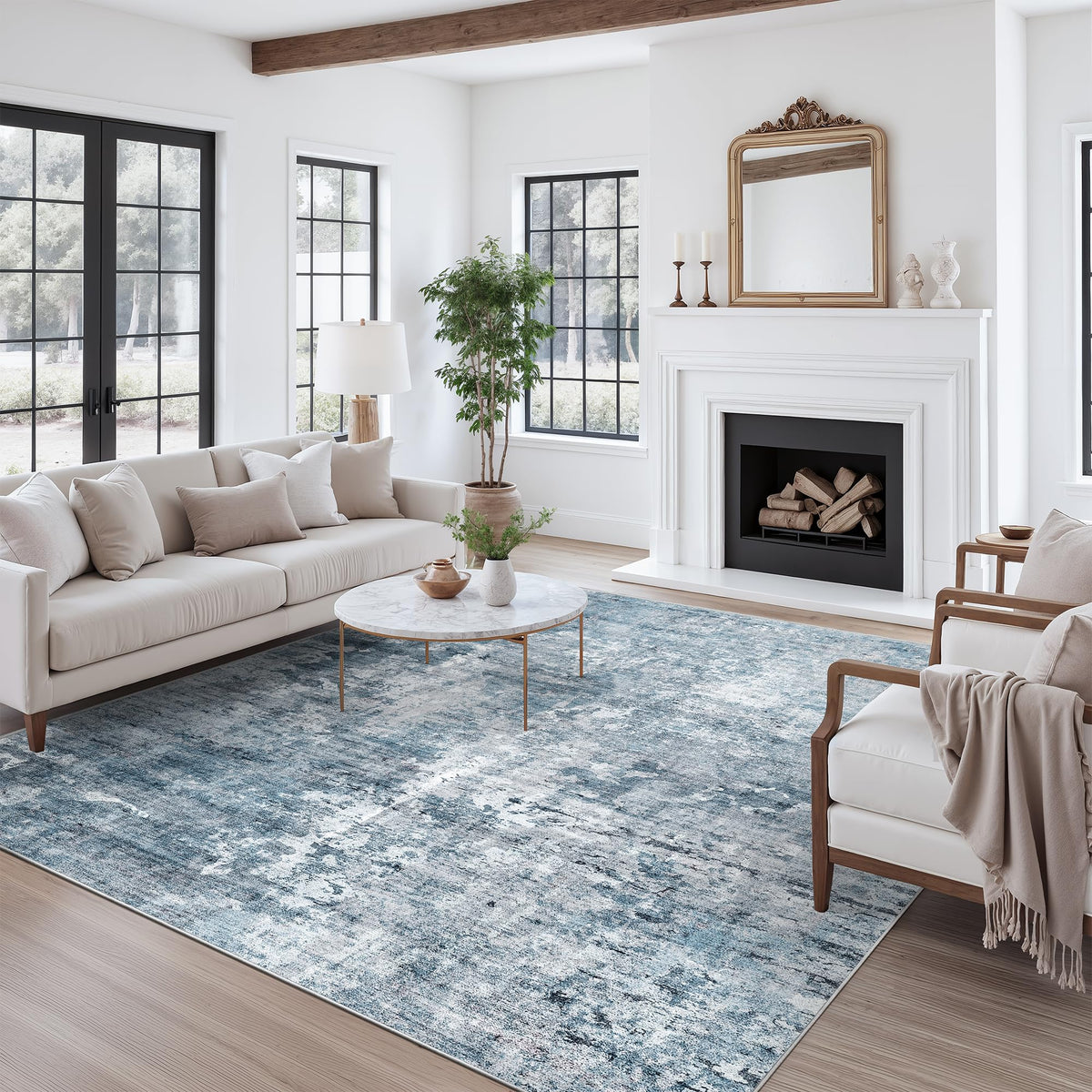 Soalmost Abstract Rug 8x10 underfoot feels soft for family movie nights.