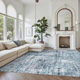 Soalmost Abstract Rug 8x10 with low-pile texture feels soft under bare feet.