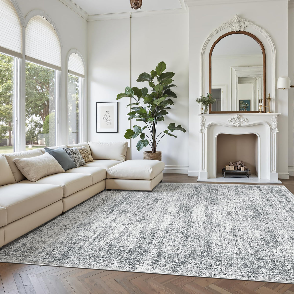 Soalmost area rug non-slip backing helps keep the rug in place in busy spaces