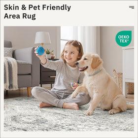Soalmost barefoot-friendly rug 8x10, comfortable underfoot during family time.