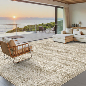 Soalmost rug with non-slip backing keeps space safe and furniture in place
