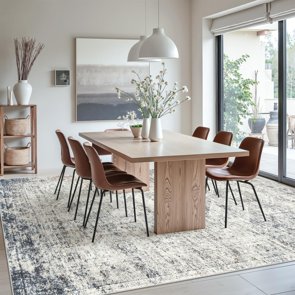 Soalmost non-slip backing rug 8x10, safer floors in living and dining areas.