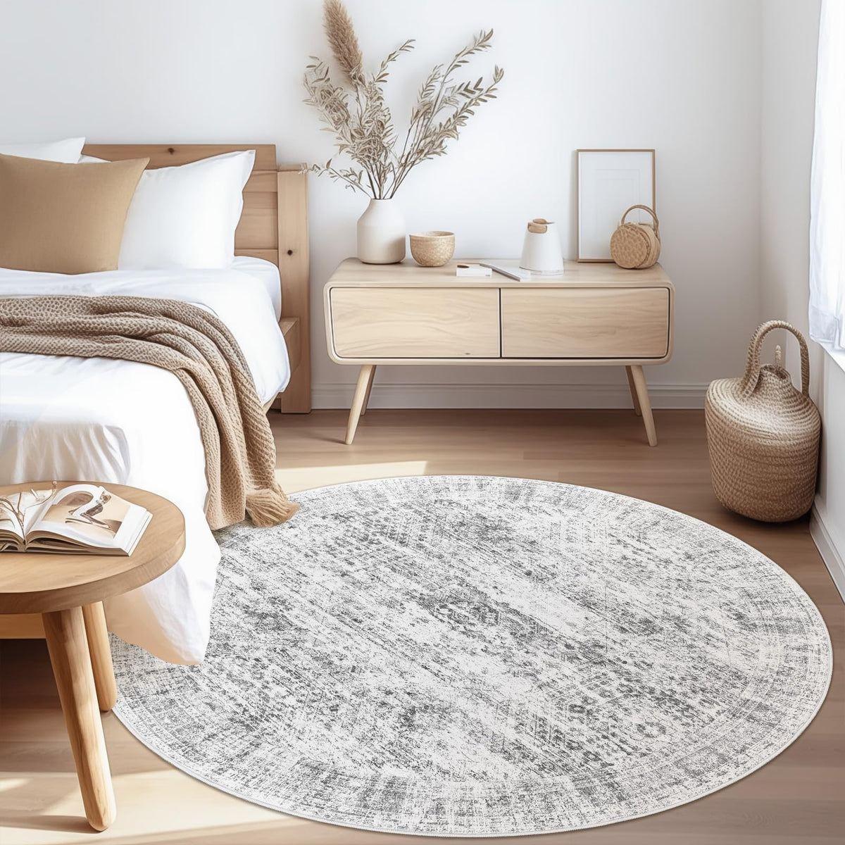 Soalmost pet-friendly round rug designed for busy homes