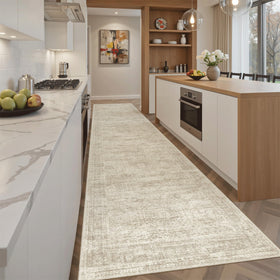Soalmost Runner Rug beige hex pattern closeup highlighting soft texture for everyday use.
