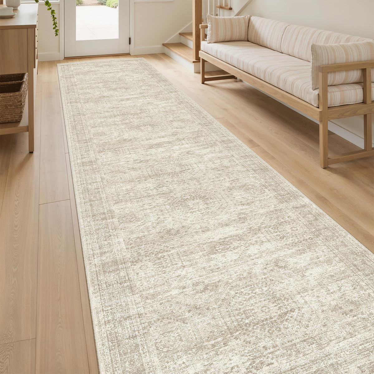 Soalmost Runner Rug kitchen entryway scene adding vintage charm and practicality.
