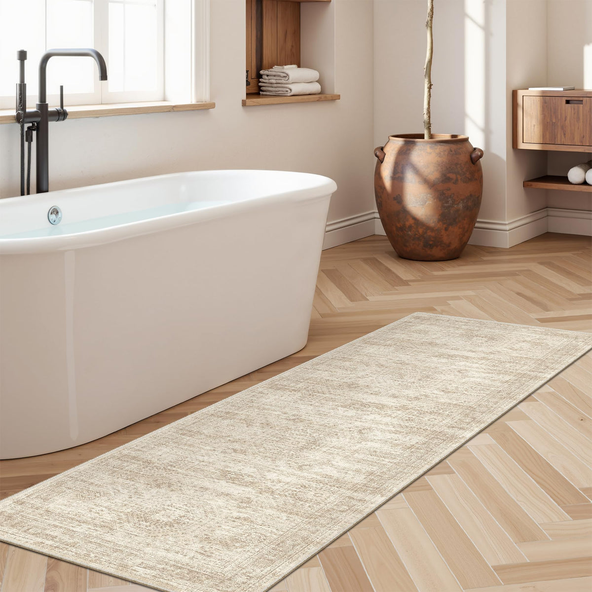Soalmost runner rug with non-slip backing keeps floors safe and steady