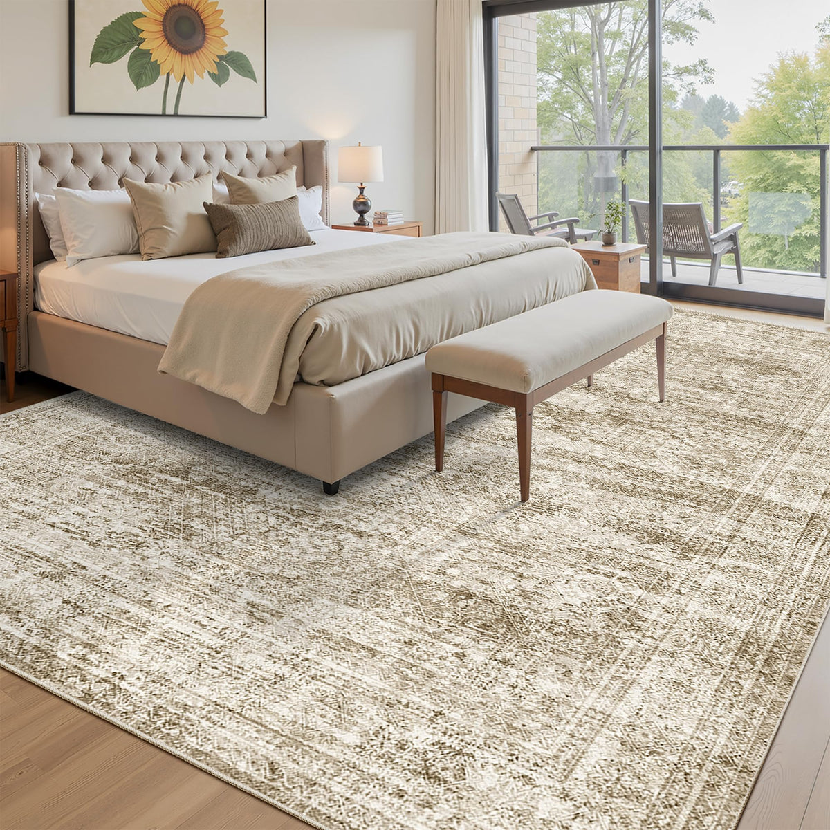 Soalmost soft pile area rug provides plush, barefoot-friendly feel