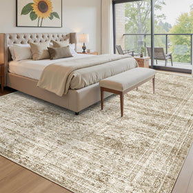 Soalmost soft pile area rug provides plush, barefoot-friendly feel