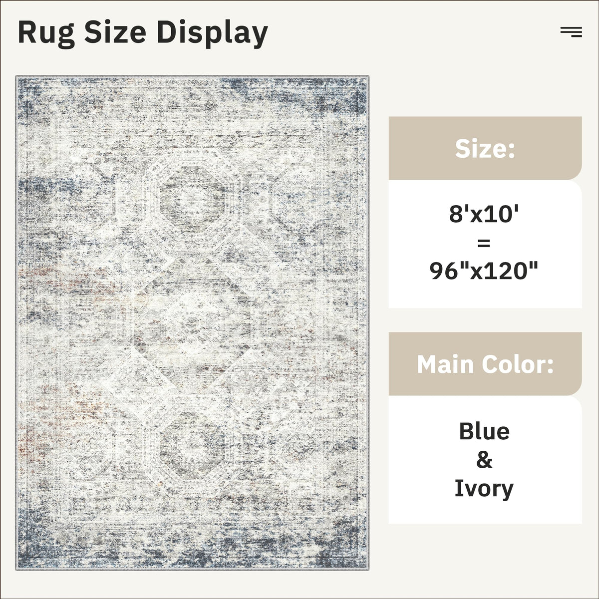 Soalmost stain-resistant rug 8x10, resilient against daily spills and accidents.