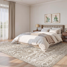 Soalmost vintage floral 8x10 rug showcasing classic style and easy upkeep.