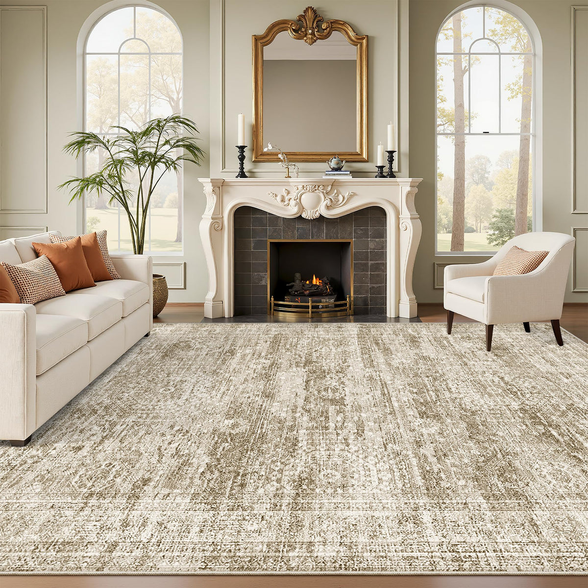 Soalmost washable area rug 8x10 showing soft pile for living room comfort