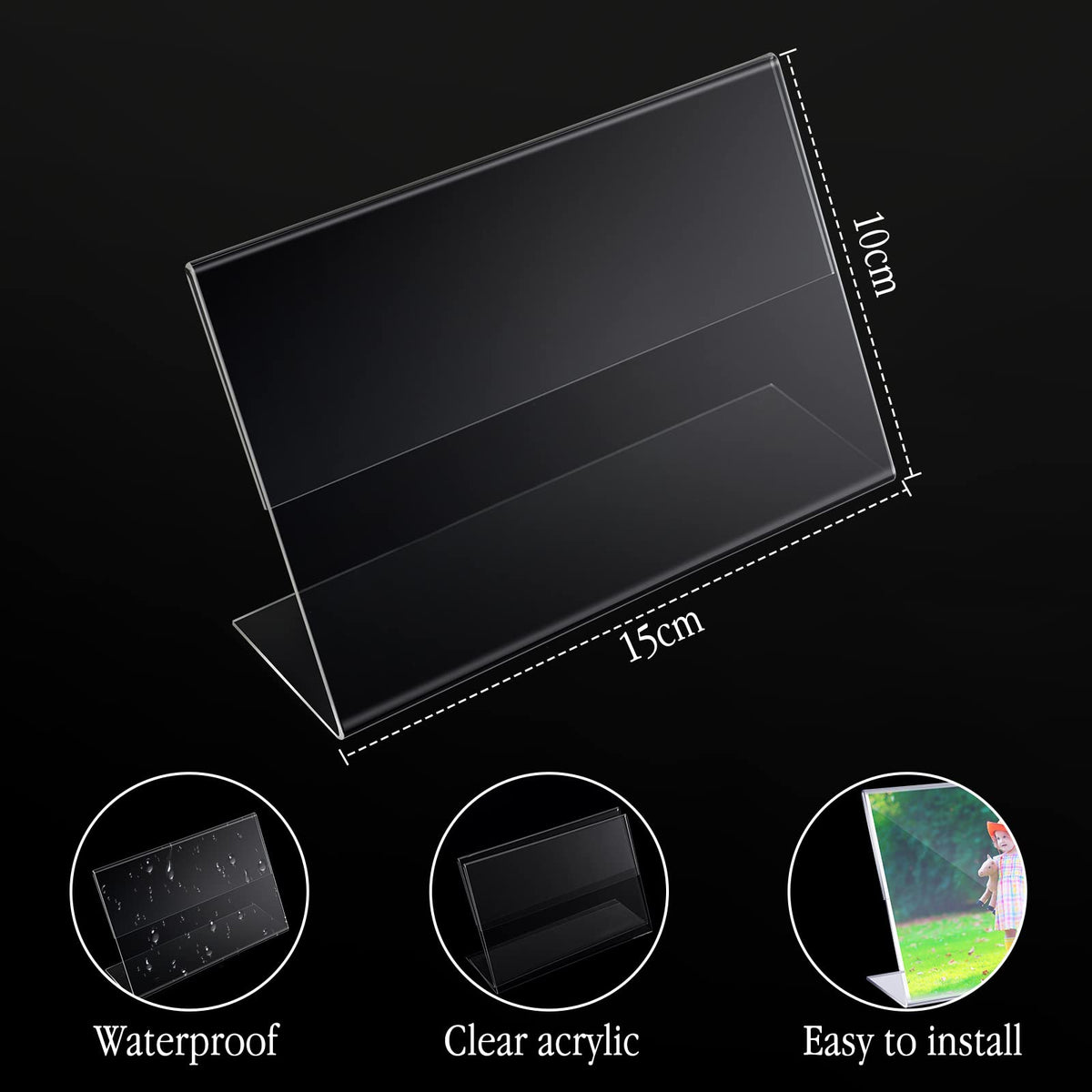 Soaoo 6x4-inch label holder for signs and cards.