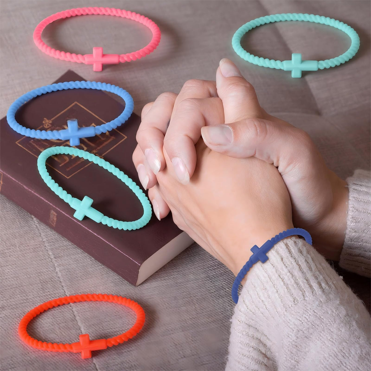 Soaoo colorfully styled cross bracelets set ready for gifting and everyday wear.
