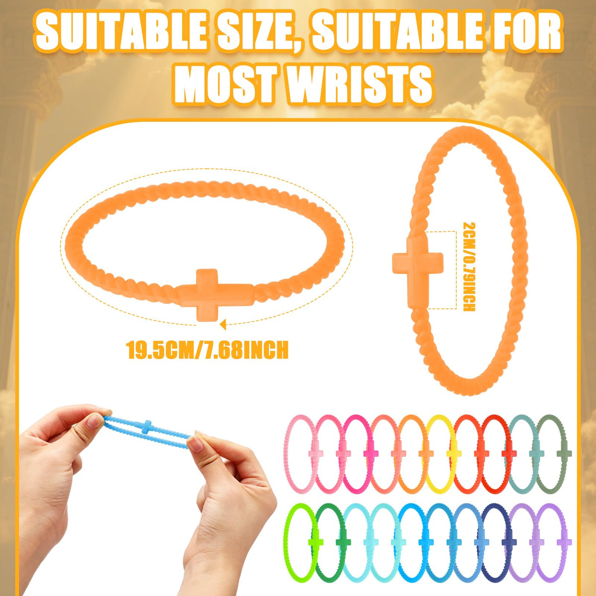 Soaoo Jesus cross bracelet close-up highlights durable silicone and bold color choices.