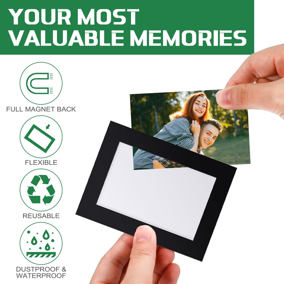 Soaoo 60-pack magnetic photo sleeves enable flexible display on metal surfaces.