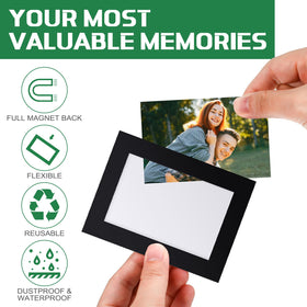 Soaoo 60-pack magnetic photo sleeves enable flexible display on metal surfaces.