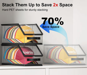 Soarine stackable hat box tower helps reclaim closet space.