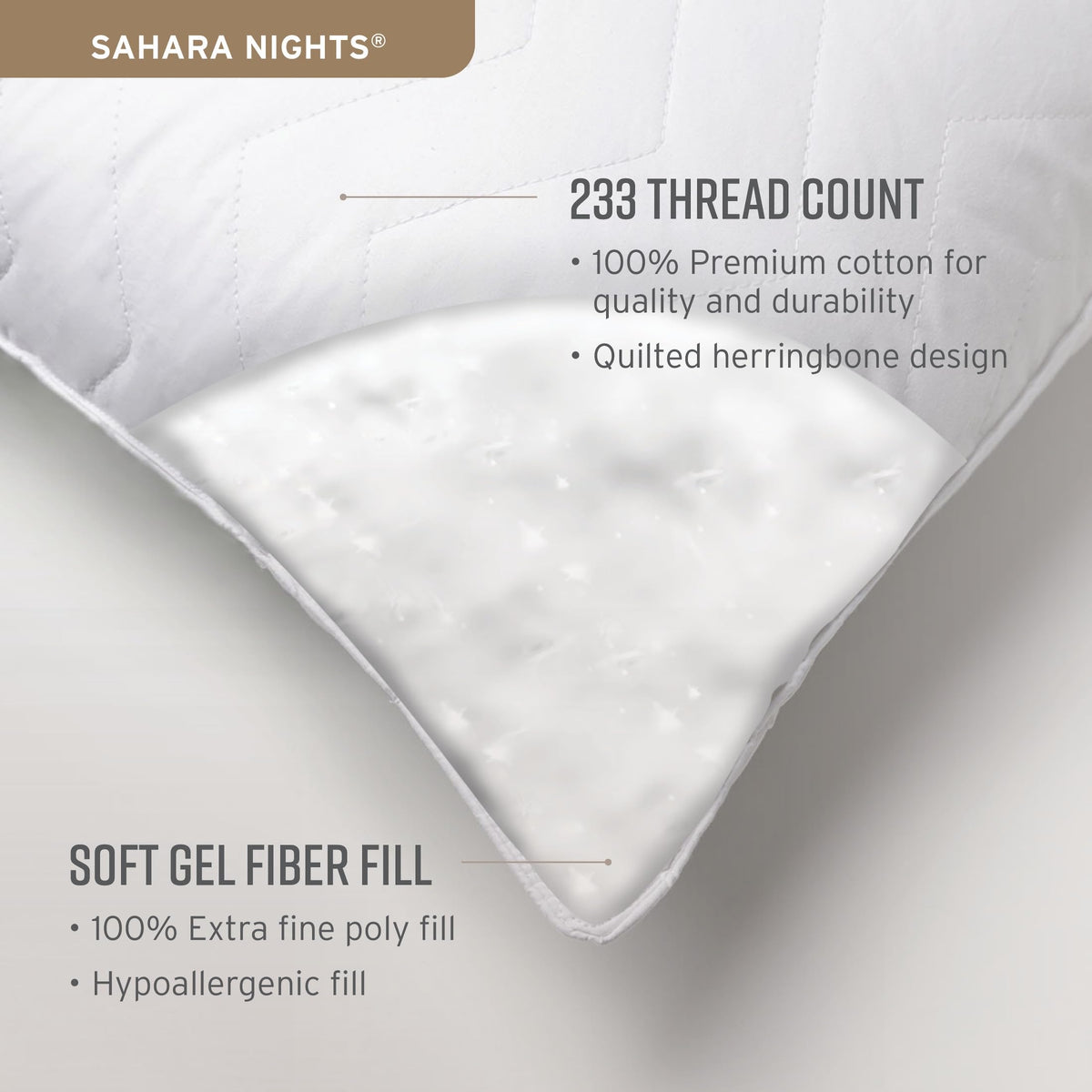 Sobel Westex Sahara Night pillow ideal for back and stomach sleepers.