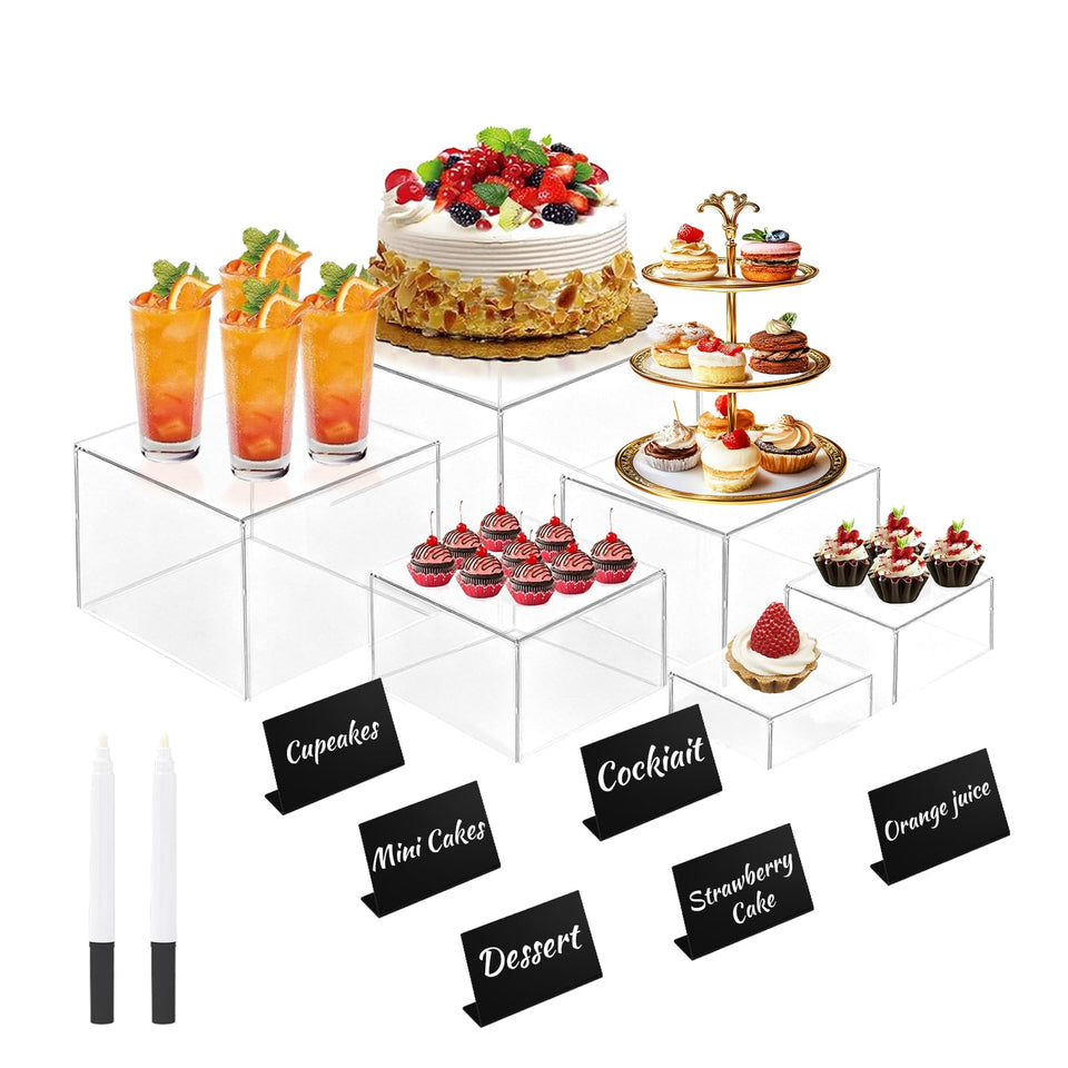 SOCAENS buffet riser 8-inch display elevates desserts for elegant presentation.
