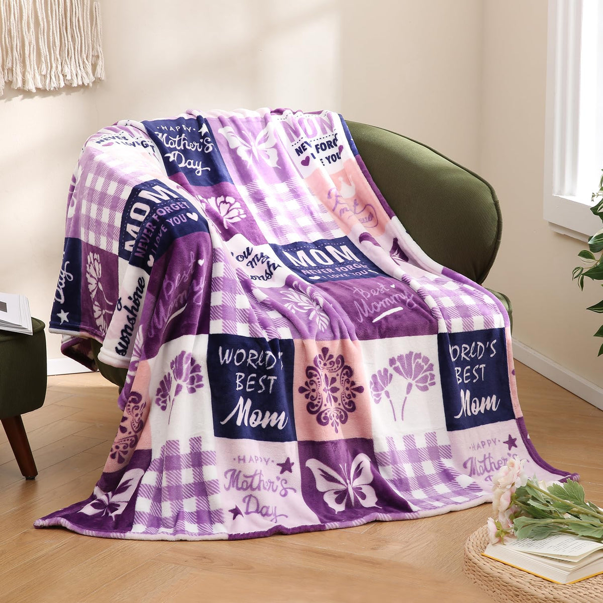 SOCHOW blanket on sofa scene ideal for cozy evenings with mom
