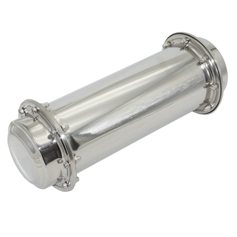 SoClaay time capsule exterior in durable stainless steel for long-lasting storage.