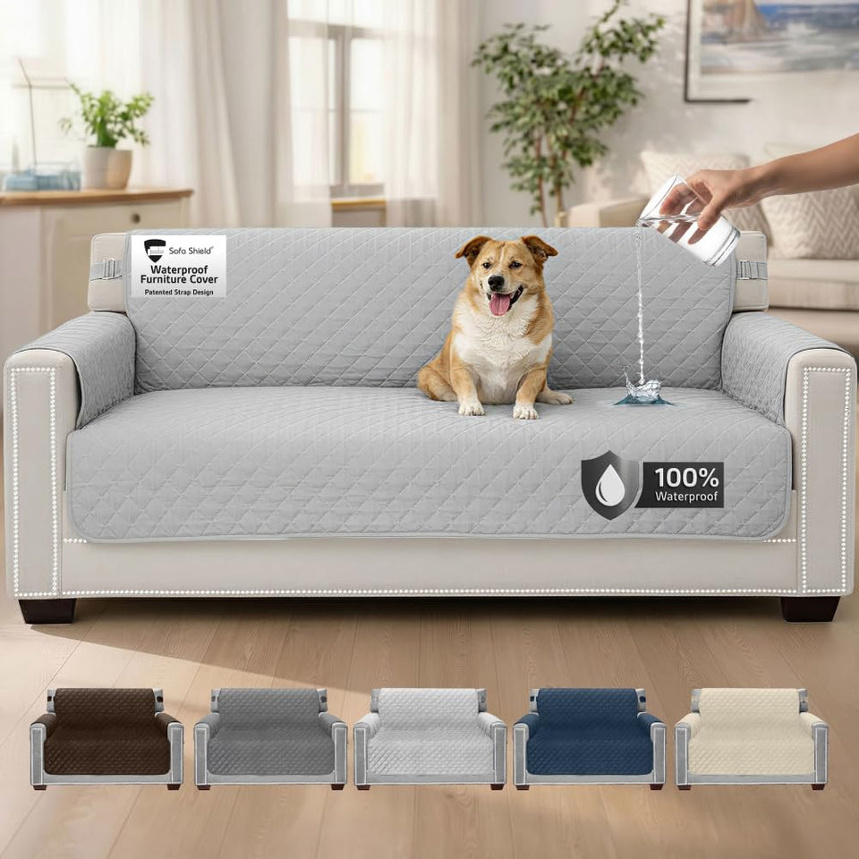 Sofa Shield waterproof couch cover protects furniture from spills and everyday messes