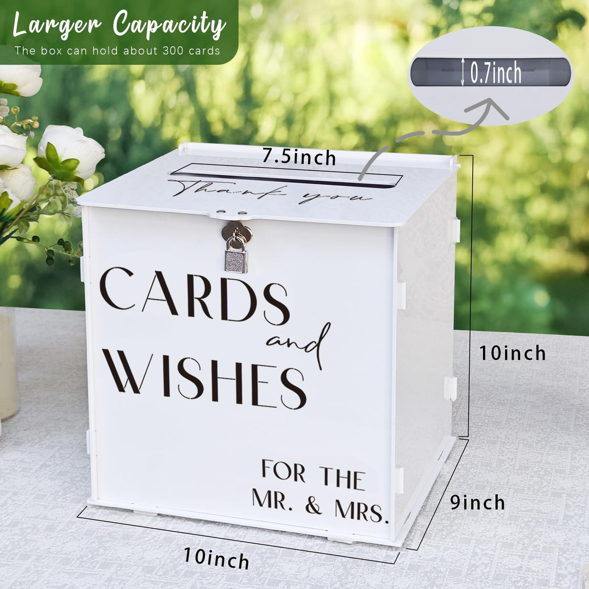 SOFARKKT large card box 10x10x9 shows ample space for 300 cards at events