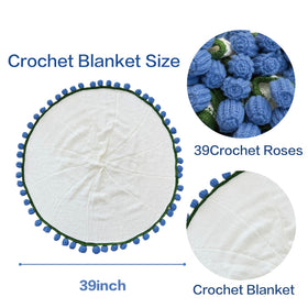 SoffMoiis blue rose bouquet blanket 39-inch view ideal for sofa lounging and decorative flair