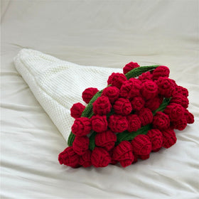 SoffMoiis crochet flowers bouquet blanket in 32-inch round with lifelike rose textures for cozy spaces.