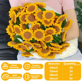 SoffMoiis crochet sunflower bouquet blanket in 40 inch size, versatile throw for couch or bed
